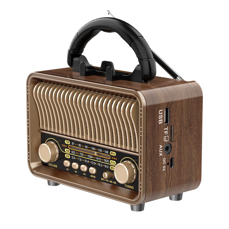 Retro AM FM SW Multi Band Radio Antique Design with Bluetooth Speaker TF/USB MP3 Player