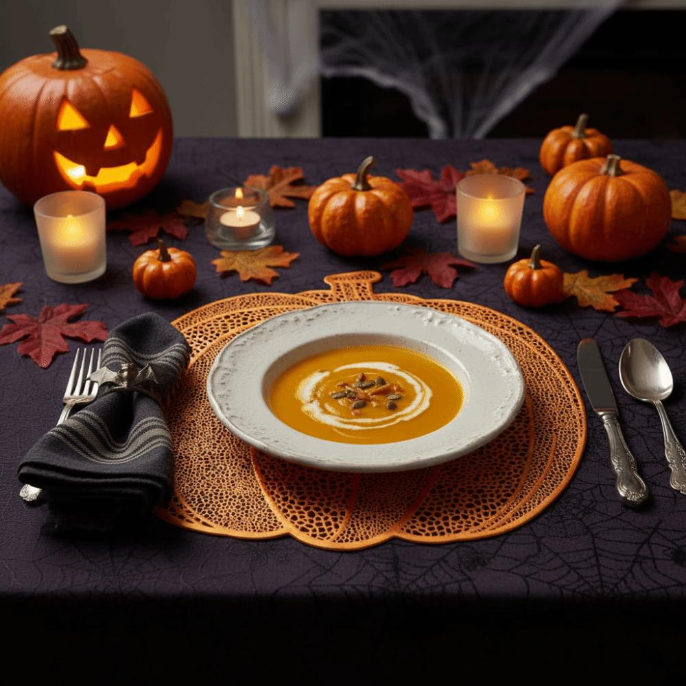 4 Stück Anti-Rutsch Halloween Hohlkürbis Tischset Metallische Farbe Kürbis Topfuntersetzer Restaurants