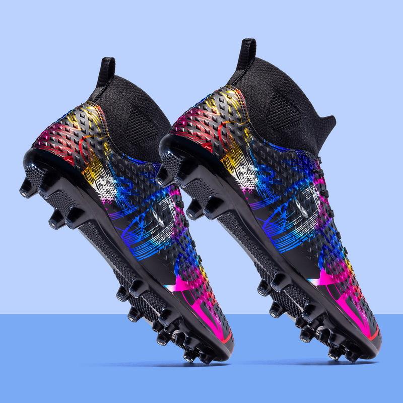 High-top football shoes children teenagers students adult men and women spikes leather training shoes sports shoes