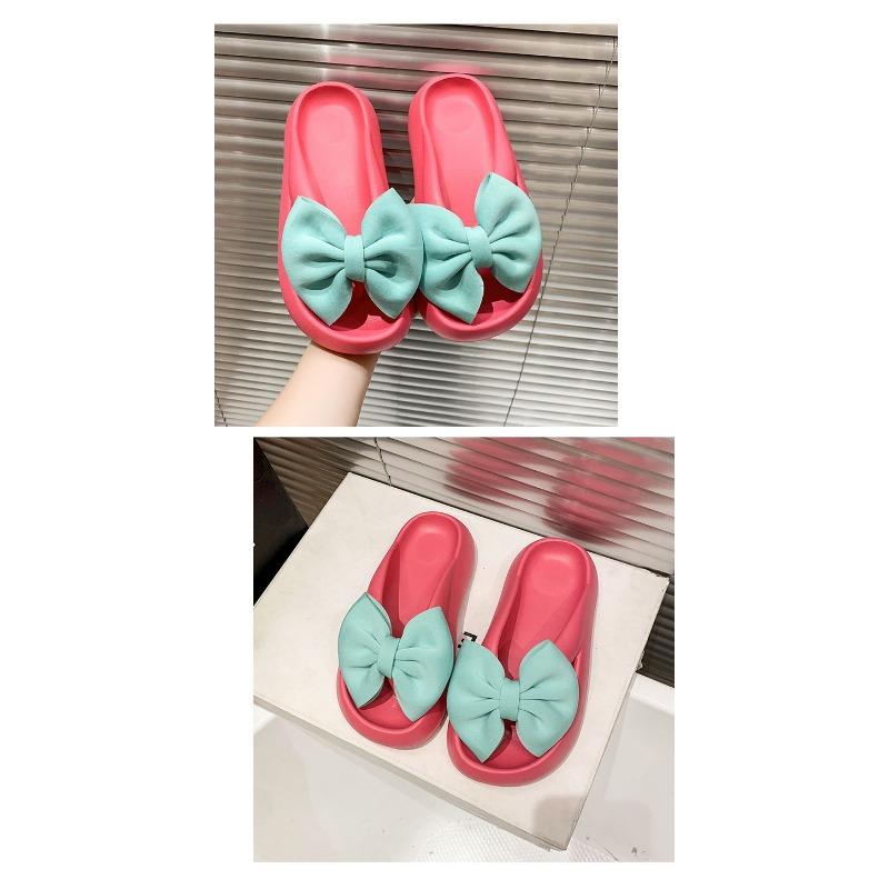 Sandalen mit dicker Sohle für Damen, Tragen von Schleifen-Clip-Slippern für Damen