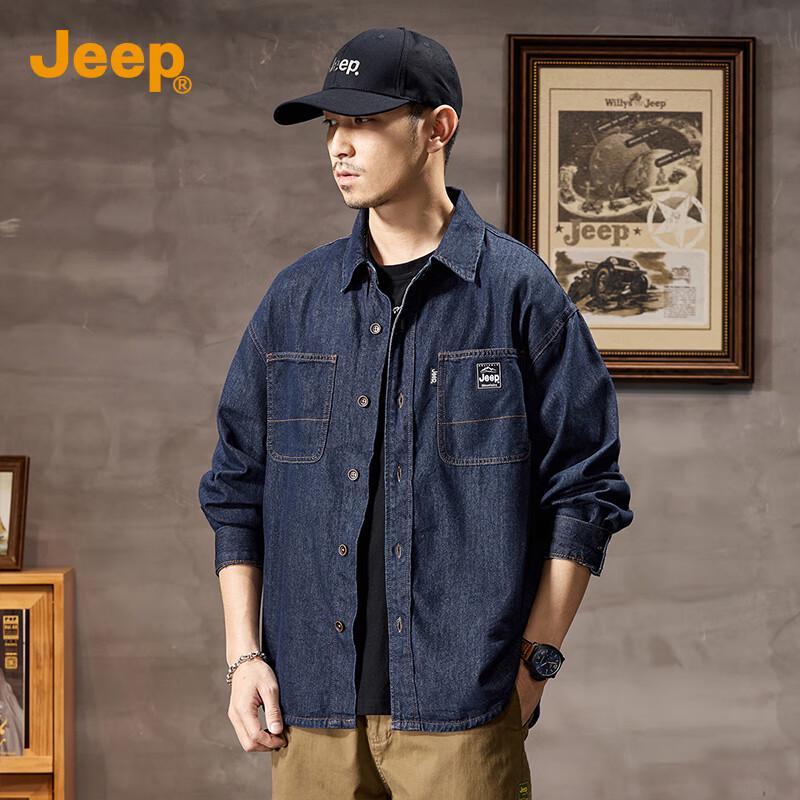 JEEP Men's Casual Denim Long-Sleeve Shirt