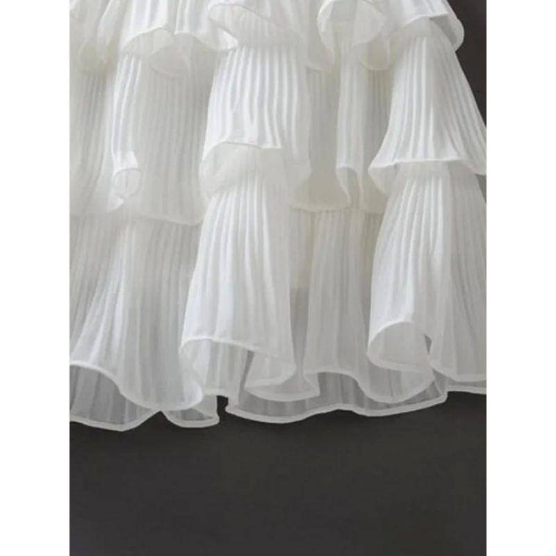 Anti Glare Elastic Waist Lovely Skirt Elastic Waist Loose Pleated Skirt