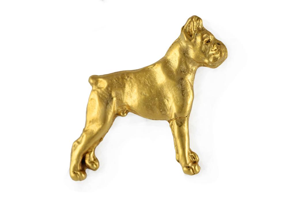 Boxer, German Boxer II - Dog Brooch In Decorative Box, Elegant Gold-plated Pin, Art-Dog Brand Jacket Pin
