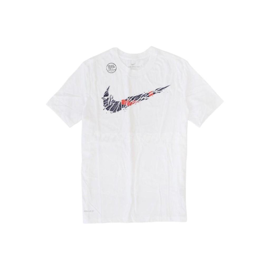 Nike Dri-Fit Big Swoosh Basketball Crew Neck T-Shirt Men Tops White BQ3658-100