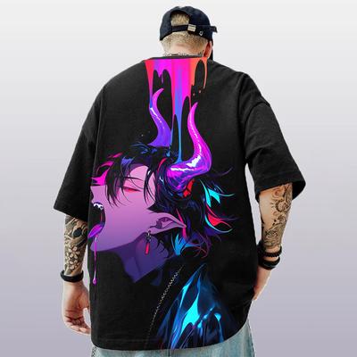 3D Anime personažų spausdinti vyriški marškinėliai 2024 m. Nauji didelių dydžių trumpų rankovių marškinėliai vyrams Gatvės hiphopo marškinėliai greitai išdžiūsta