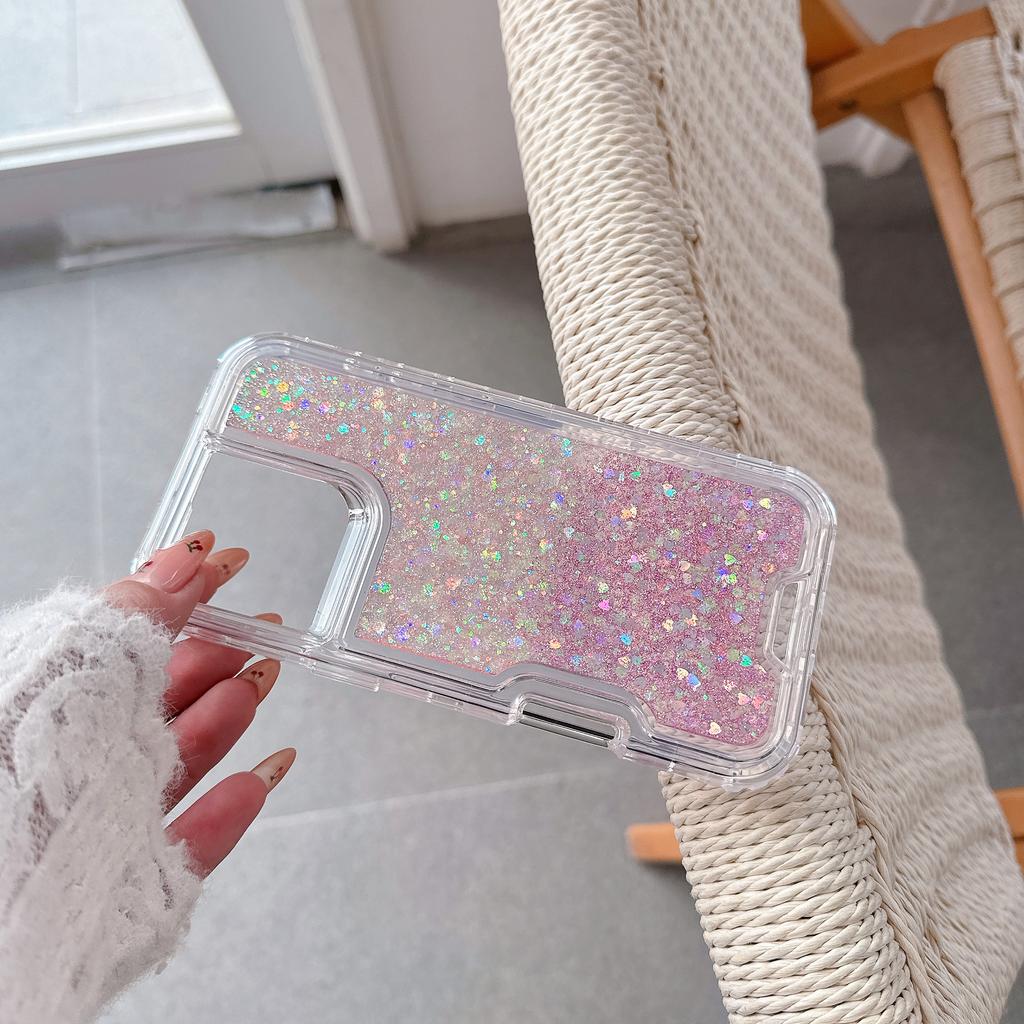 For iPhone 16 Pro Max Case Glitter Epoxy TPU PC Phone Back Cover Detachable 2 in 1