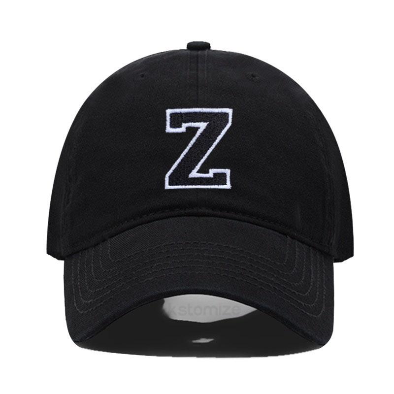 Initial Letter A-Z Black Baseball Cap For Men Womne High Quality Soft Cotton Embroider Fashion Team Sport Visors Snapback Caps