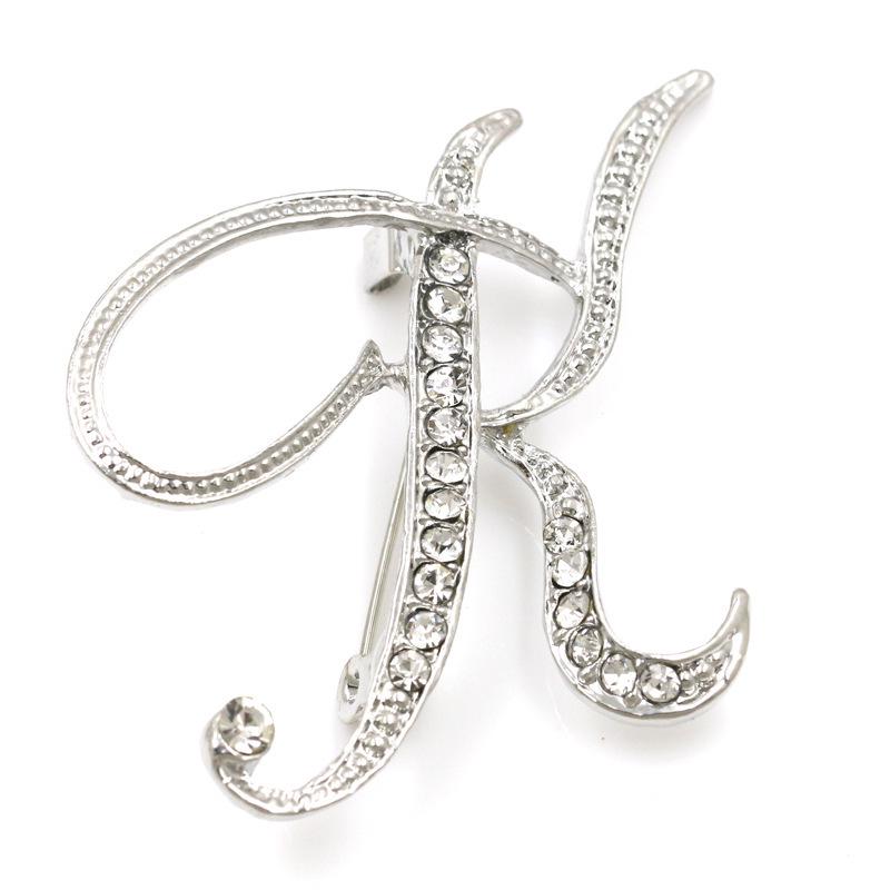 Trendy 26-Letter Rhinestone Brooch Pin - Fashion Accessory for Clothing & Bags
