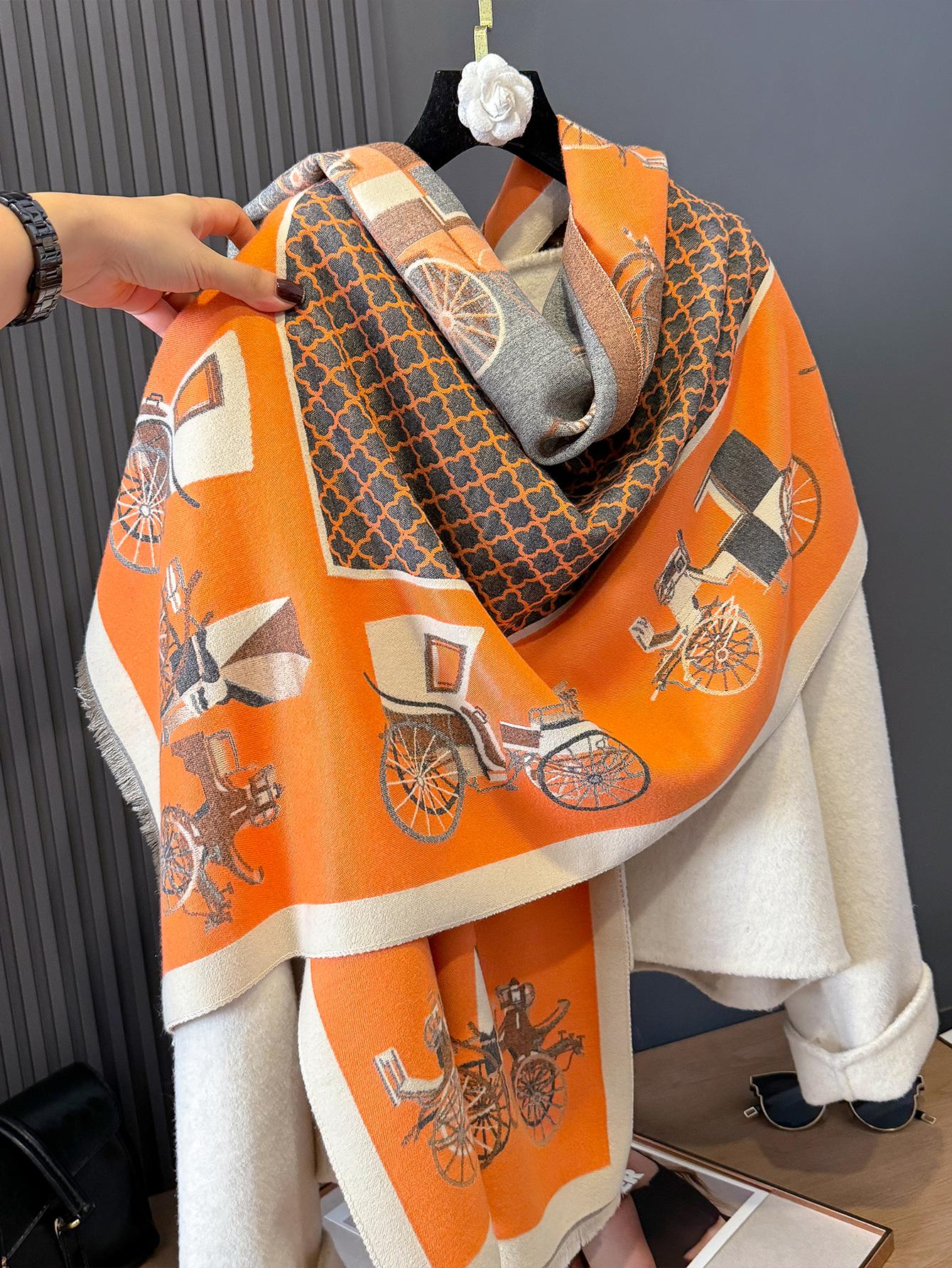 

Poncho Echarpe Pashmina Cashmere Scarf for Women Thick Warm Winter Blanket Brand Female Luxury Quality Shawl Wrap Bufanda помаранчевий