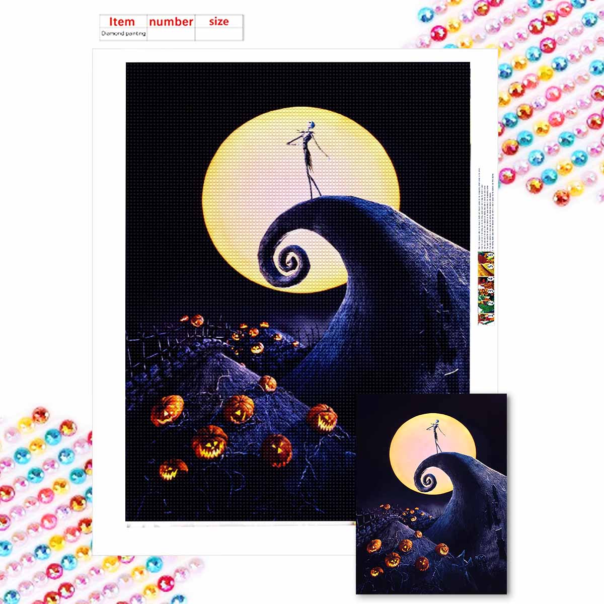 

Full Round Diamond Painting Under The Moon Art Rhinestone Picture Mosaic DIY 5D Cross Stitch Embroidery Home Decoration Round 20x30cm