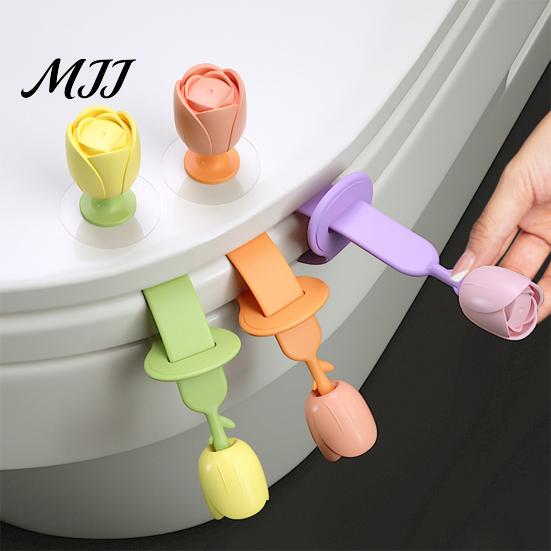 Non Slip Toilet Seat Handle Lid Lifter with Flower Handle, Silicone Easy Lifting Opener, Adjustable Anti-slip Gadget, No-touch for Bathroom Convenient