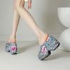 Krazing Pot Mules Polyurethane Spring Summer Size 43 Size 42 Summer Prints Skin Women Platform Women Peep Toe Slip On Sandals