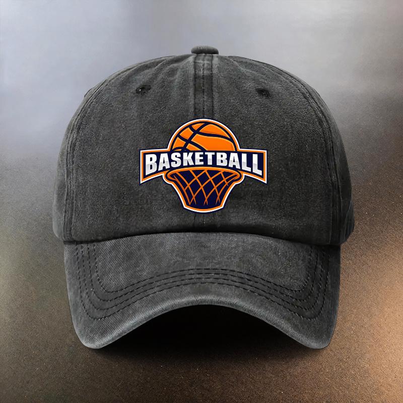 A Basketballthemed Printed Washed Hat a Daily Outing Sunprotection Baseball Cap a Musthave Fashionable Couples Hat Featur