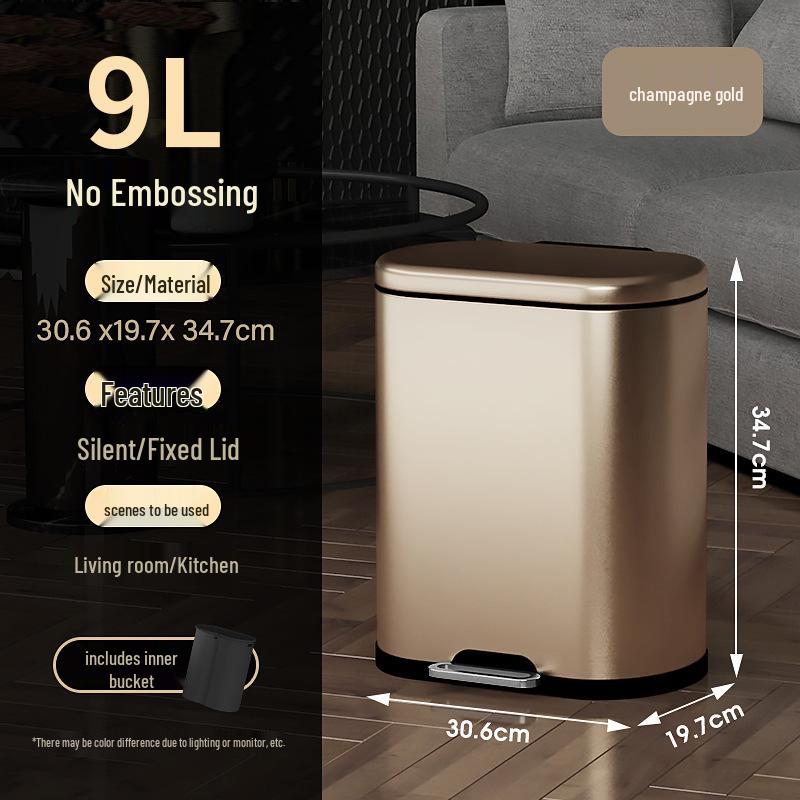 Stainless Steel Soft-Close Foot-Operated Trash Can for Kitchen, Living Room, and Bathroom
