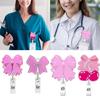 2 Pcs Acrylic Carabiner Holder Bows Badge Reels ID Badge Holder Retractable Keyring Name Card Holder for Office School