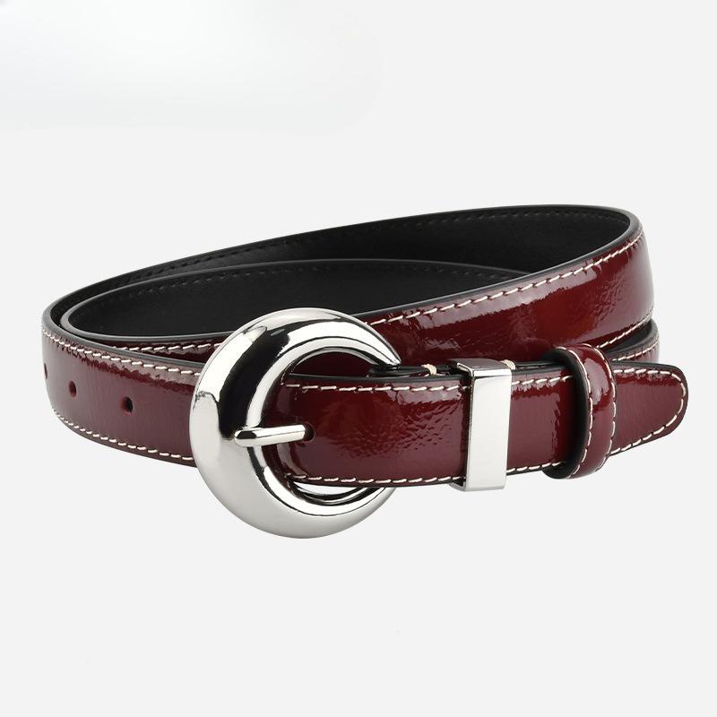 Korean Lacquered Belt for Women's Top Layer Cowhide Simple and Fashionable Versatile Jeans Decorative High-end Women's Belt
