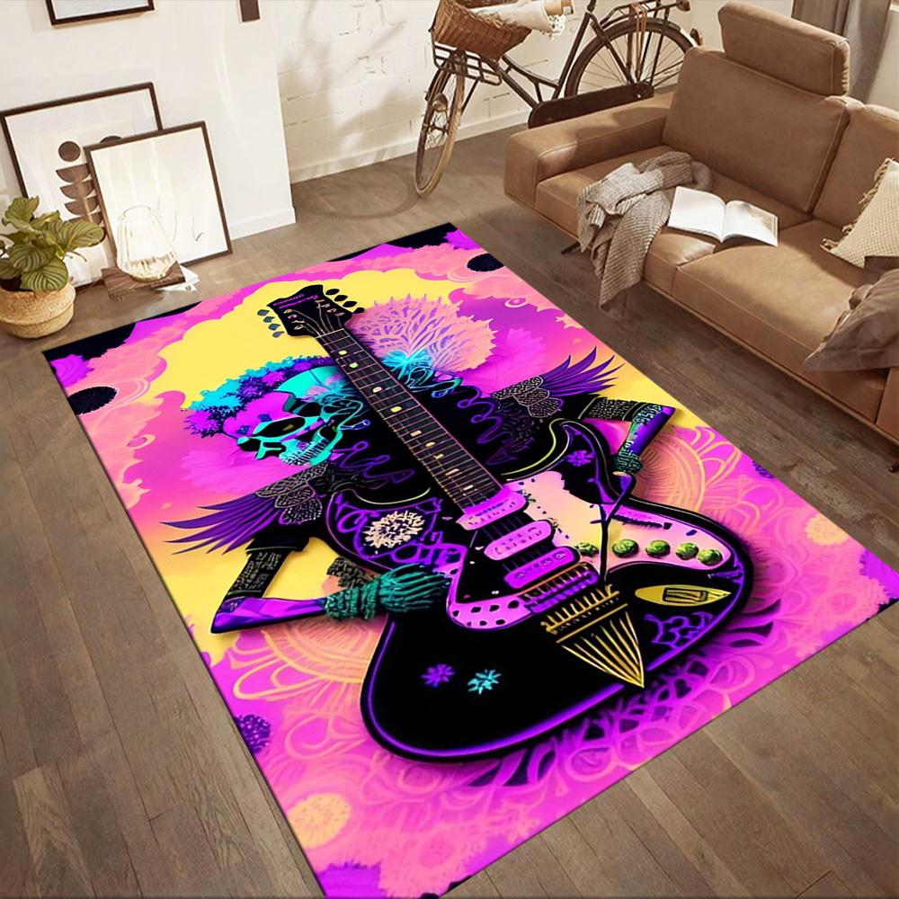 Golden Skull Artwork Floor Mats for Living Room, Bedroom and Room Decoration Are Suitable for Gifts.
