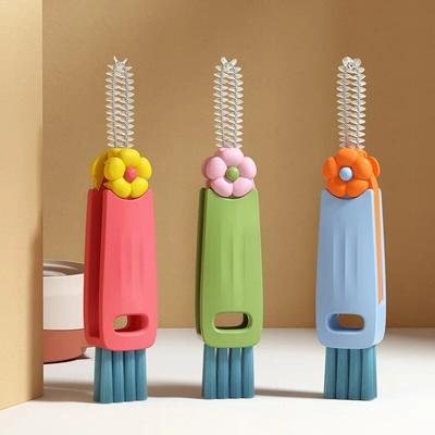 1Pcs Multifunctional Cup Lid Cleaning Brush 3 In 1 Household Detailing Cleaning Brushes Baby Bottle Cleaning Brush