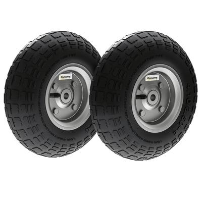 Set of 2 Replacement Pneumatic Tires 16 Mm Bore for Garden Cart, Wheelbarrow and Hand Truck