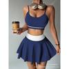 Damen Zweiteiliges Tennisrock-Set, Sport-BH & High-Waist-Faltenrock zum Laufen, Fitnessstudio, Fitness
