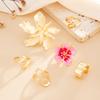 Sweet Ins Pink Oil Drop Flower Ring, Stackable Irregular Starfish Open Band Ring For Women