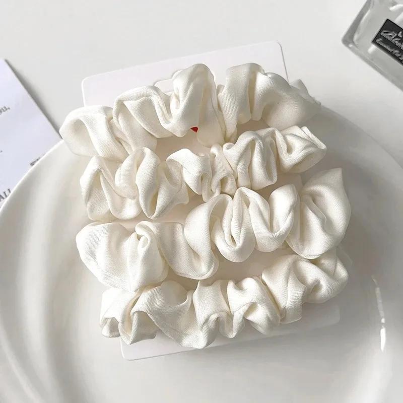 Women Silk Scrunchie Elastic Handmade Multicolor Hair Band Ponytail Holder Headband Hair Accessories  Satin Silk Solid Color