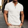 Herren Sommer Kurzarm V-Ausschnitt Einfaches Button-Down Poloshirt – Lockere Passform Lässiges T-Shirt