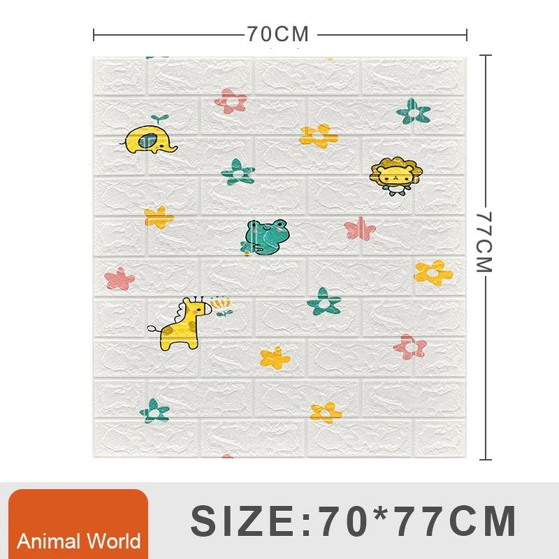 12Pcs 3D Foam Walls Wallpaper DIY Home Room House Decoration Self Adhesive for Protect Children Bedroom White Brick Wall Sticker