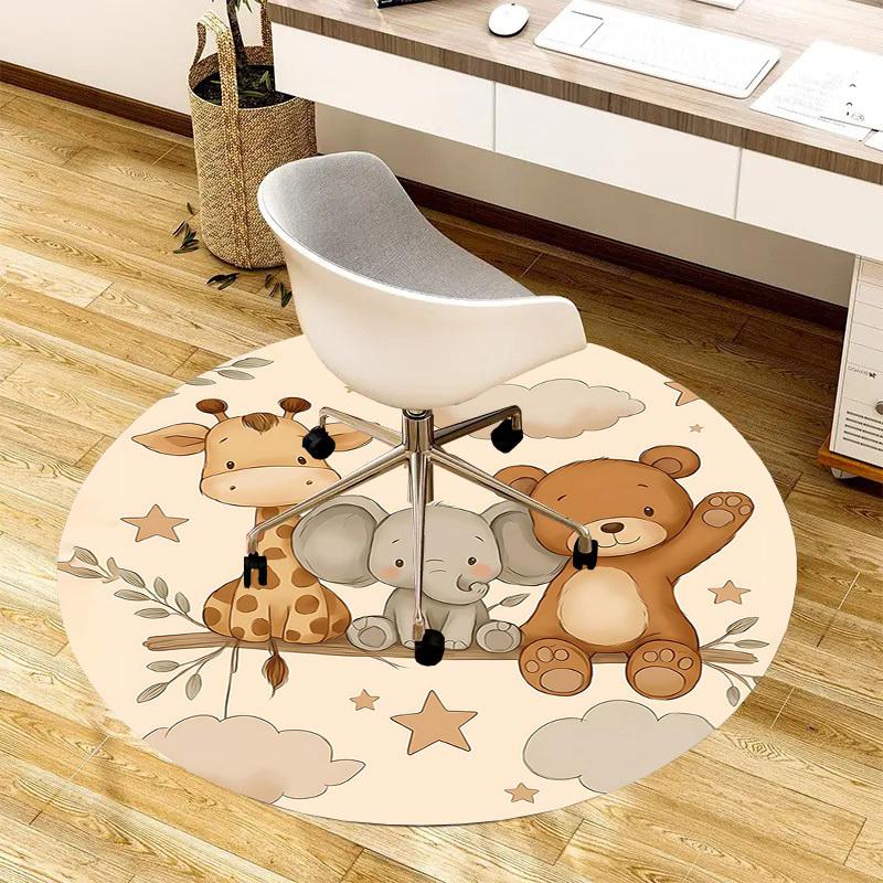 1PC Baby Animal Non-Slip Floor Round carpet, Office, family, bedroom, Large Area Rug Indoor Rugs,  Durable PolyesterH0379