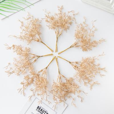 6Pcs Artificial Plants Golden Silvery Fake Branch For Christmas Tree Accessory Home Wedding Arch Decoration Candy Box Scrapbook