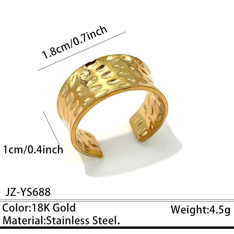 Stainless Steel Texture Wrinkles Chunky Rings for Women Men Geometric No Fading Wide Opening Rings Banquet Jewelry Accessories