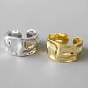 Irregular Metal Geometric Open Rings for Women Fashion Gold Silver Color Lava Pleated Wide Ring Party Temperament Jewelry Gifts