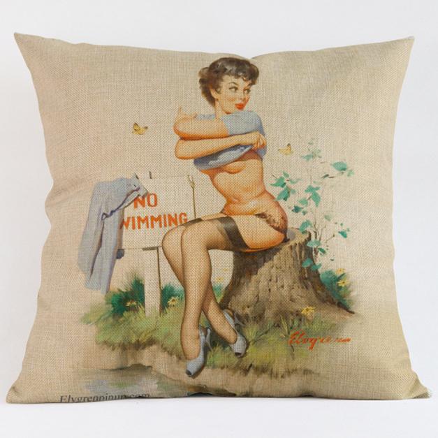 Модная сексуальная леди Pinup Girl с принтом плаката наволочка современная домашняя декоративная наволочка винтажная хлопковая льняная наволочка для автомобиля 45x45cm 1385₽