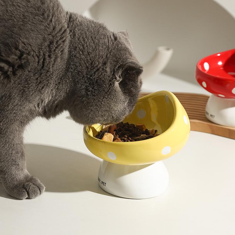 Ceramic Cat Bowl for Food & Water, Protects Cervical Vertebrae, Pet Feeding Basin for Cats & Dogs