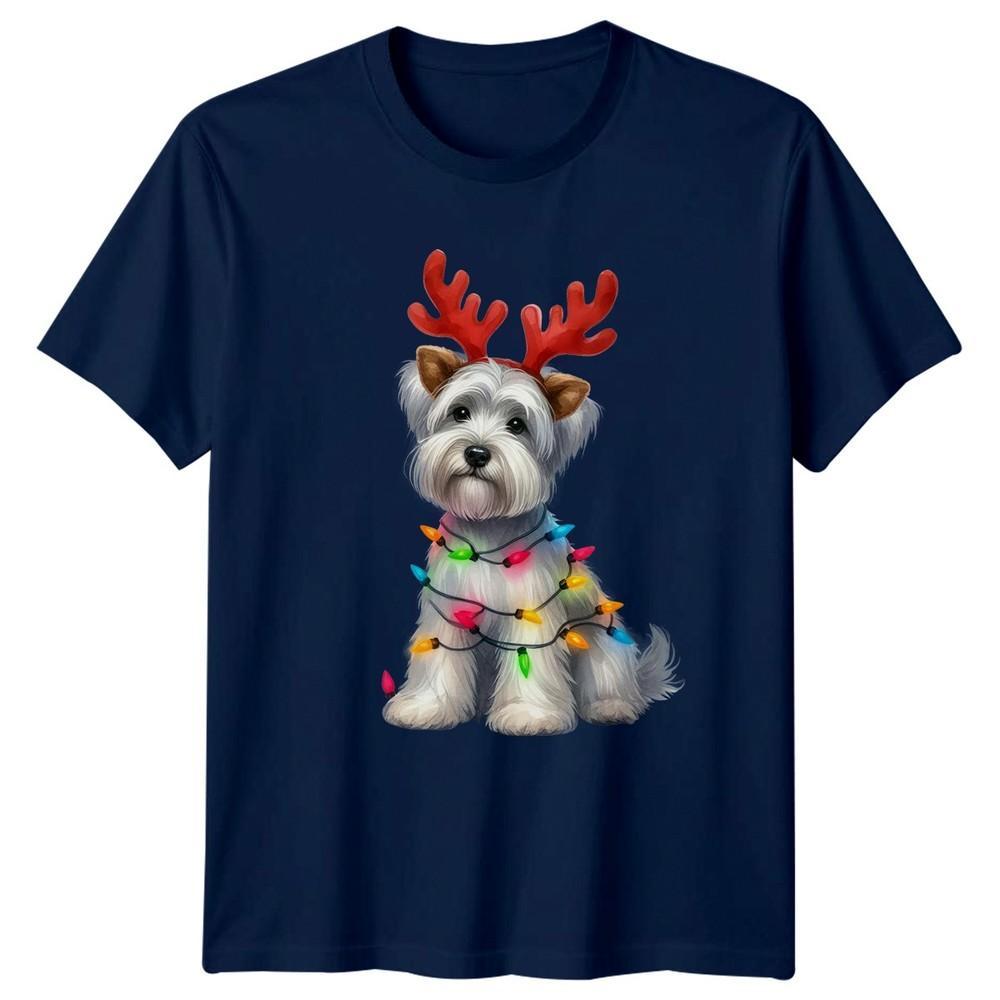 Christmas Dog Lights Antlers Holiday Unisexs TShirt Unisexs Tee Unisex Top