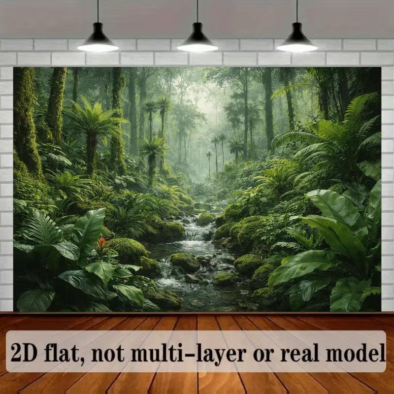 2D Jungle Stream Backdrop for Nature, Tropical and Adventure Themed Photography