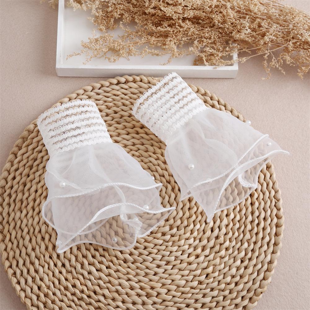 Stylish Women's Lace Mesh Sleeve Covers - Korean & Japanese Inspired Cuff Decorations