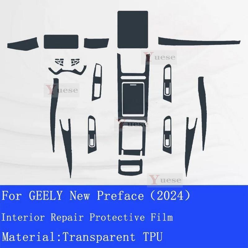 For Geely New Preface 2024 Car Interior Center Console Transparent TPU Protective Film Anti-scratch Sticker