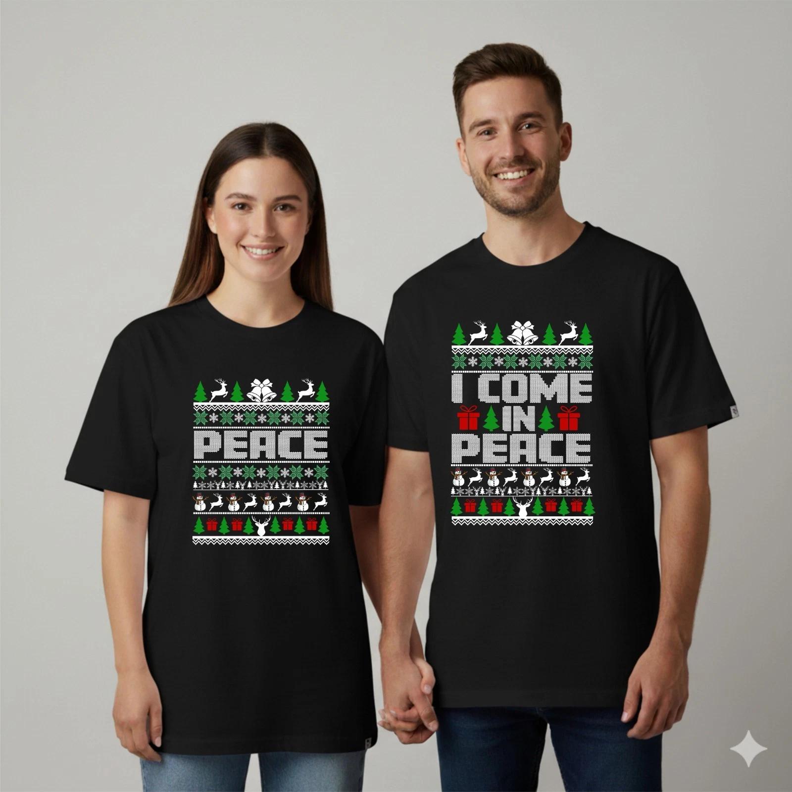 Funny Peace T-Shirt, Funny I Come In Peace T-Shirt, Funny Xmas T-Shirt, Unisex T 3XL