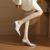 78822 [sheepskin] silver high heels women's stiletto 2025 new pointed French light mouth bow single shoes