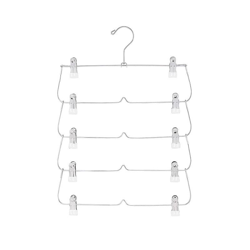6-Layer Adjustable Foldable Metal Hanger with Clips for Skirts and Pants