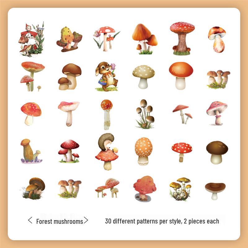 Joyful Nature Story Notebook Sticker Pack: 60 Retro Plant Stickers for Creative Children's Journaling