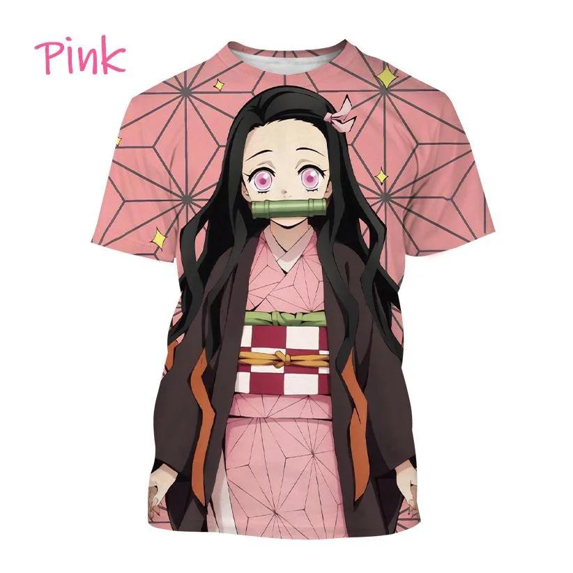Letní tričko Kamado Nezuko 3D Personality Anime Print Móda Muži a ženy Demon Slaye Hip-hop tričko s krátkým rukávem Harajuku