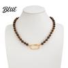 Stylish Retro Necklace Tiger Eye Bead Choker Beaded with Adjustable
