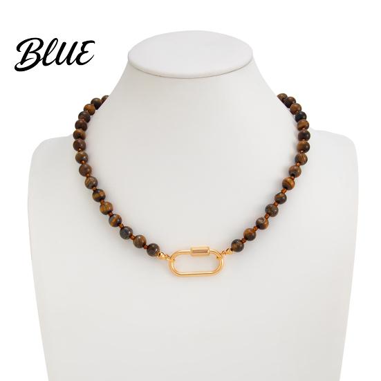 Stylish Retro Necklace Tiger Eye Bead Choker Beaded with Adjustable