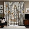 2pcs Elegant Gold Tree Pattern Curtains, Sophisticated Design Light - Filtering Polyester Curtains for Christmas Home Windows