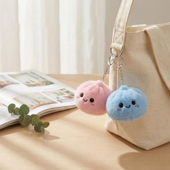 Soft Stuffed Food Bag Charm Dumplings Keychains, Mini Plush Toys, Kawaii Key Chain Backpack Charms, Gift for Dumpling Lovers Fidget Keychains