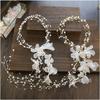 Elegant Pearl Flower Headdress Handmade Beaded Hair Accessories Fairy Hair Band  Western Wedding