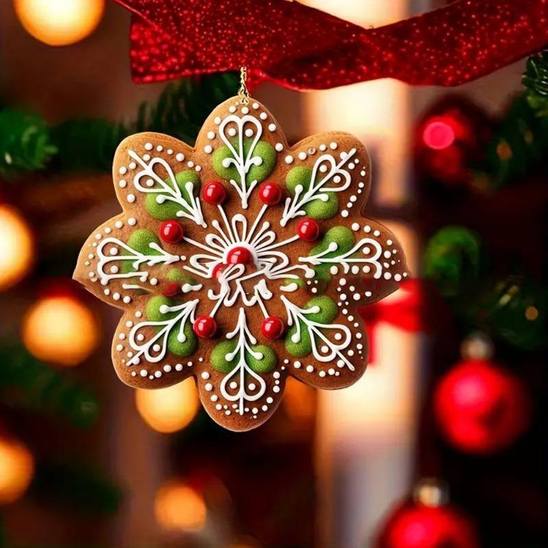 Christmas Hanging Ornaments 2D Snowflake Acrylic Flat Christmas Pendant Xmas Tree Wreath Decorations Home New Year Party Decor