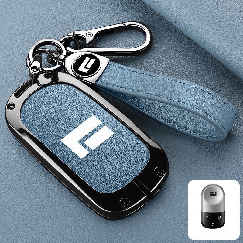 For BAIC JISHI ROX 01 Car Zinc Alloy Leather Key Case Cover Holder Key Shell Remote Smart Key Protector Interior Car Accessories
